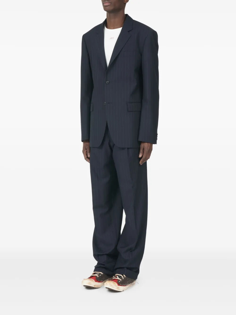 Maison Margiela blazer de lana con rayas diplomáticas estampadas - Azul - imagen 3