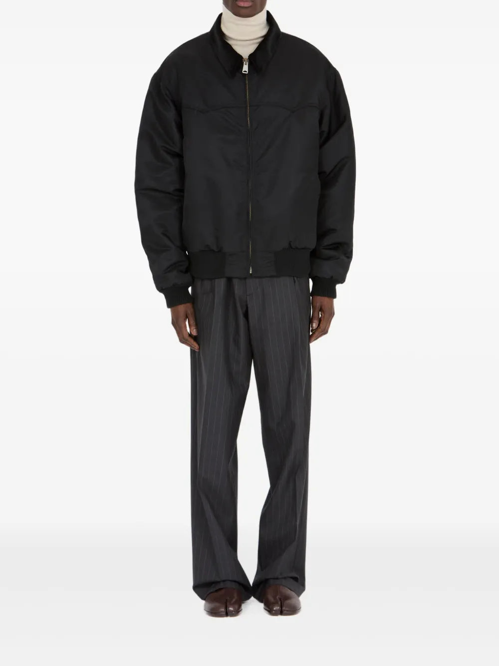 Maison Margiela chamarra con cierre y cuello italiano - Negro - imagen 4