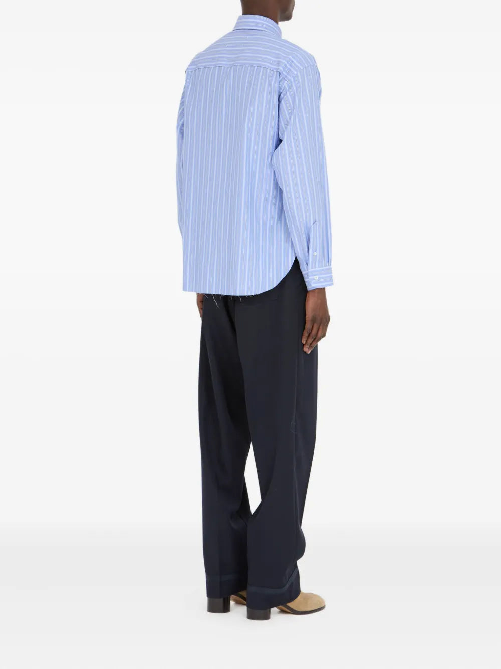Maison Margiela camisa manga larga con rayas estampadas - Azul - imagen 4