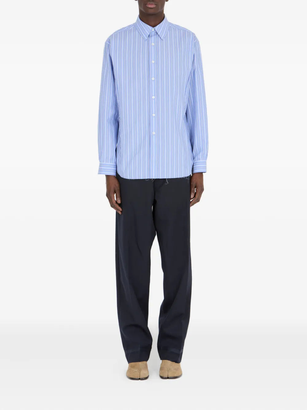 Maison Margiela camisa manga larga con rayas estampadas - Azul - imagen 2