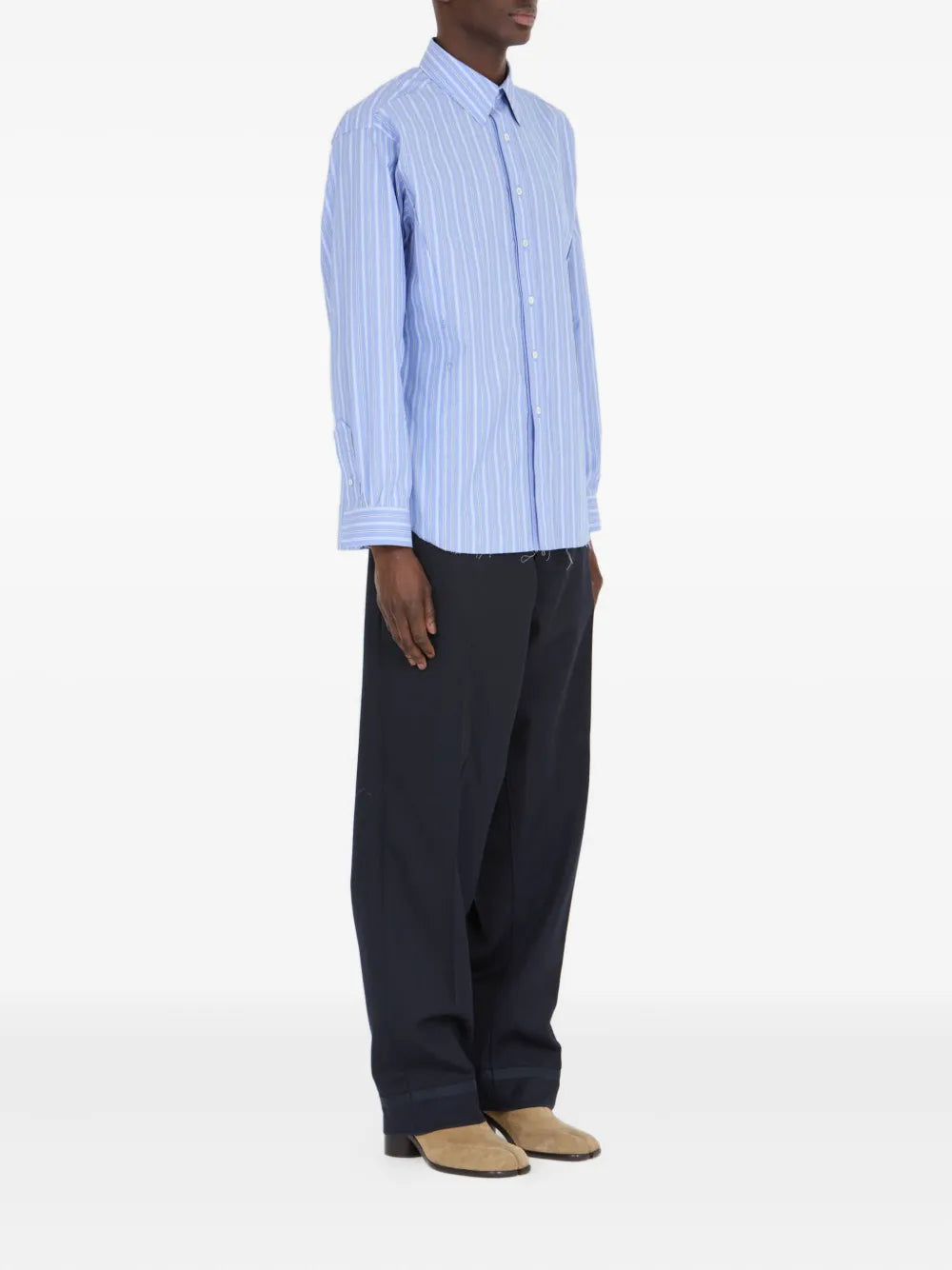 Maison Margiela camisa manga larga con rayas estampadas - Azul - imagen 3