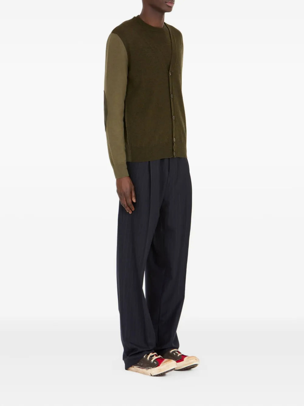 Maison Margiela cárdigan con parche en los codos - Verde - imagen 3