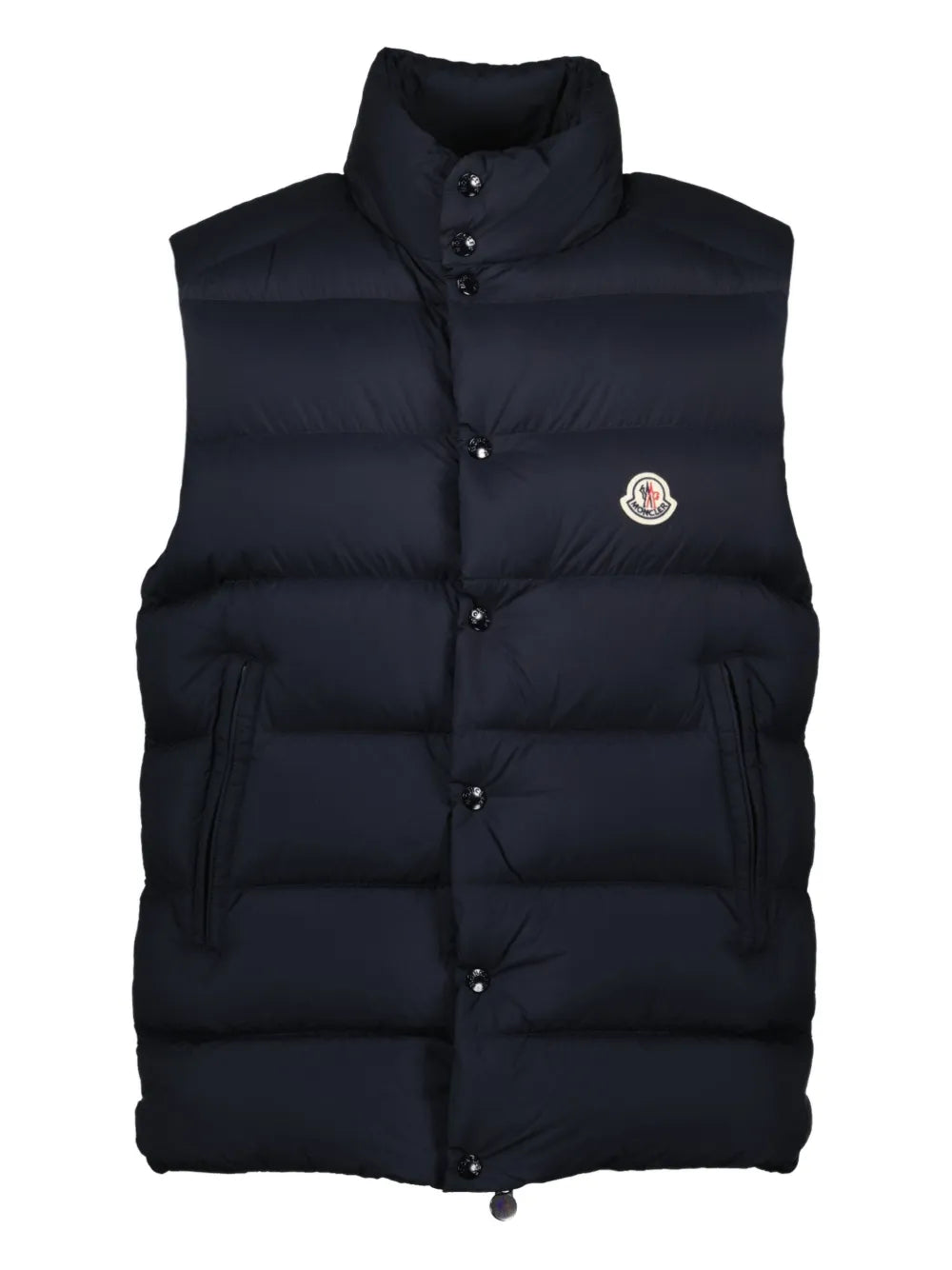 Moncler chaleco capitonado con placa del logo