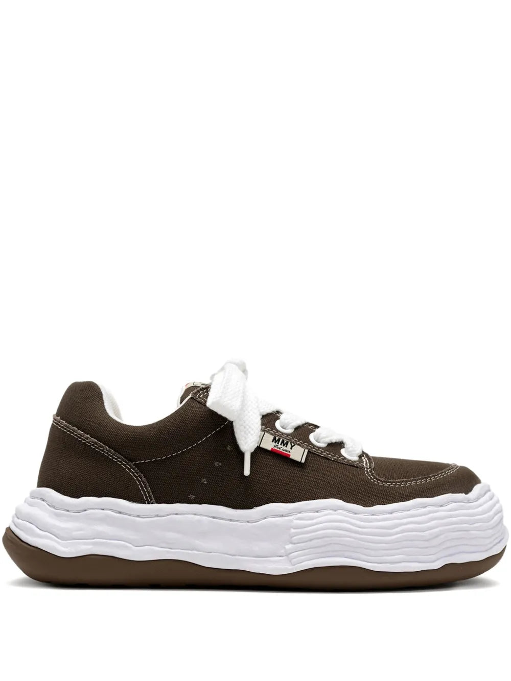 Maison MIHARA YASUHIRO tenis con agujetas - marrón