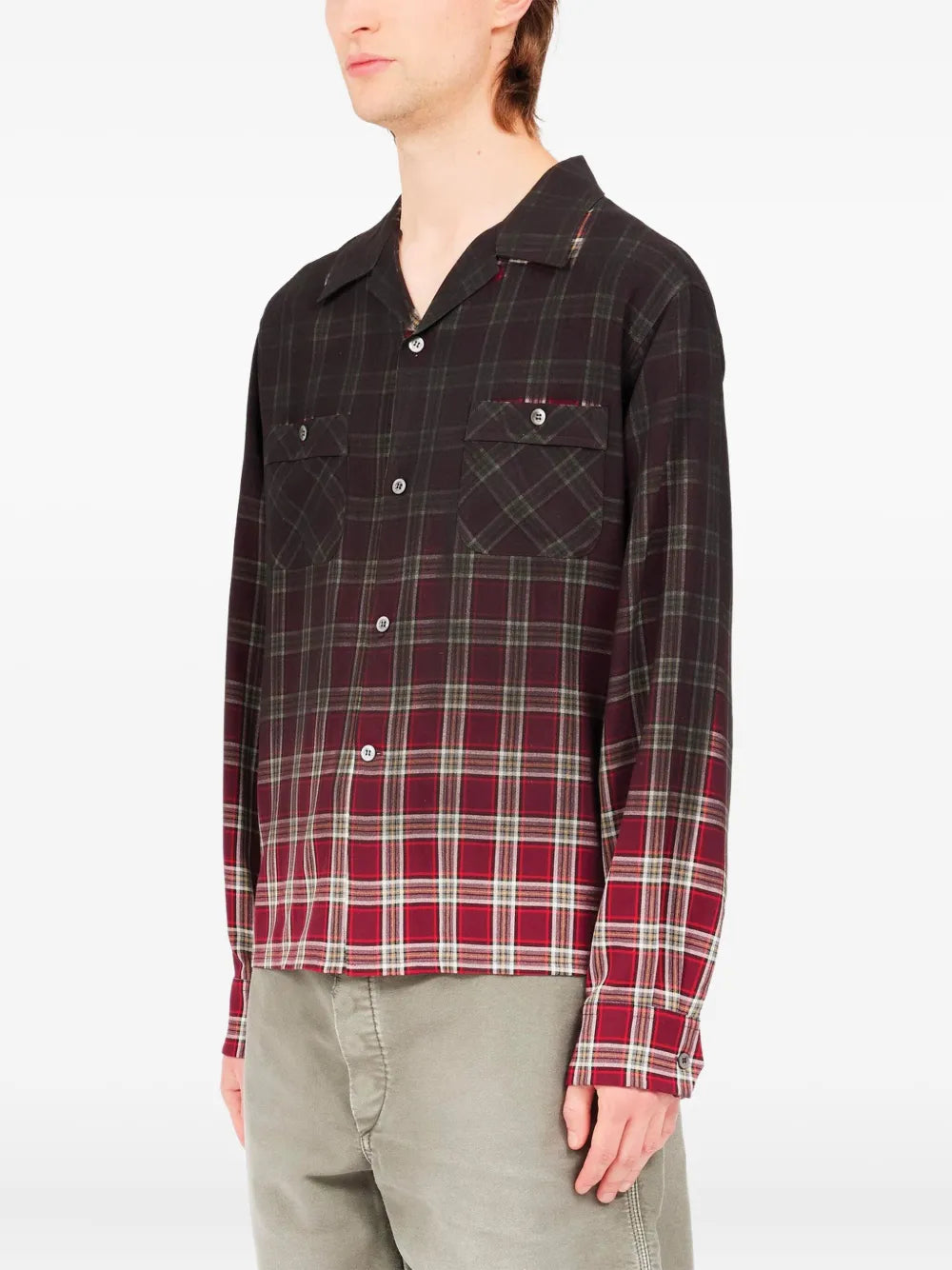 Maison Margiela camisa con botones y cuadros estampados - Rojo - imagen 2