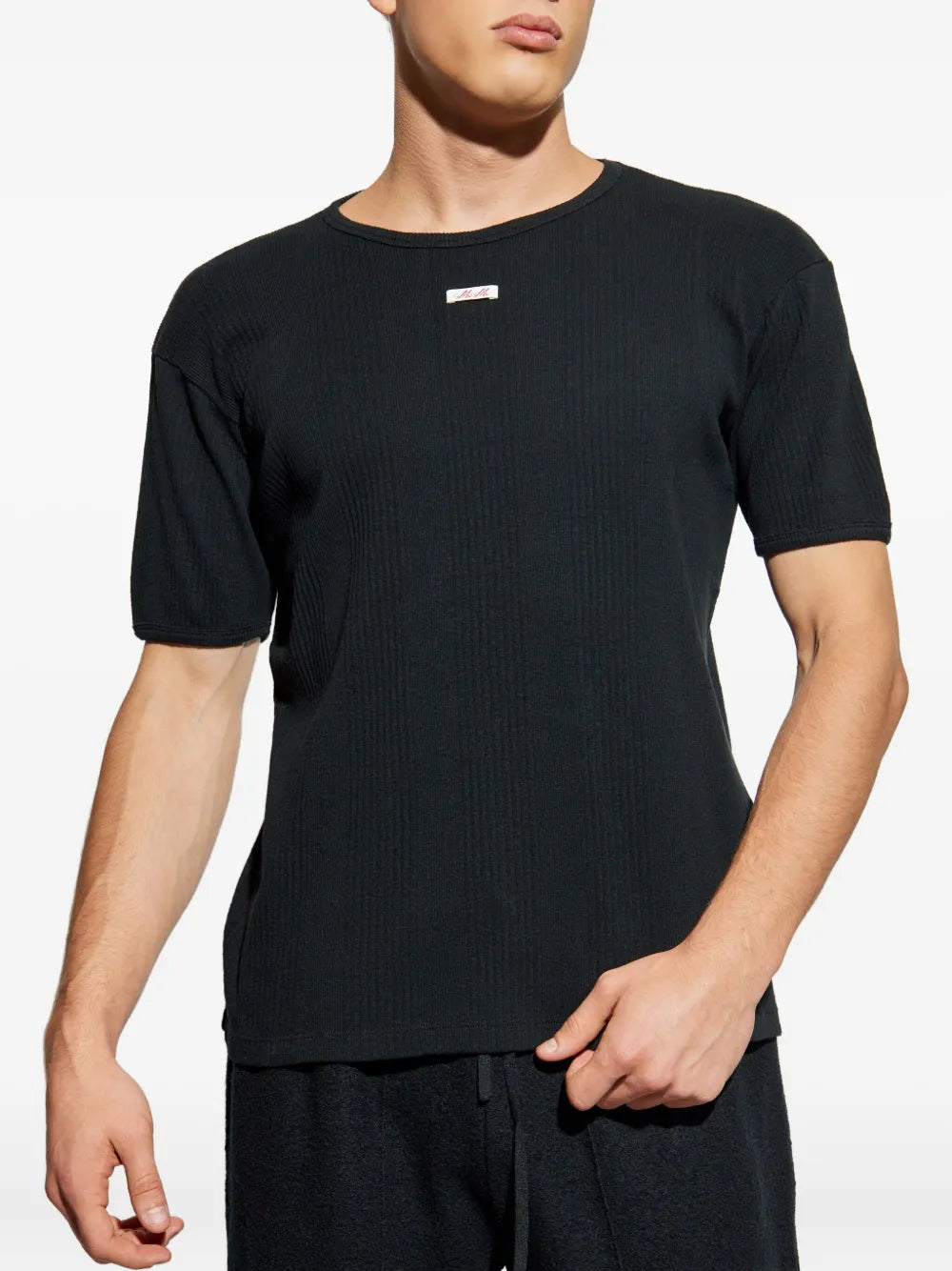 Maison Margiela playera tejida de canalé con cuello redondo - Negro - imagen 3