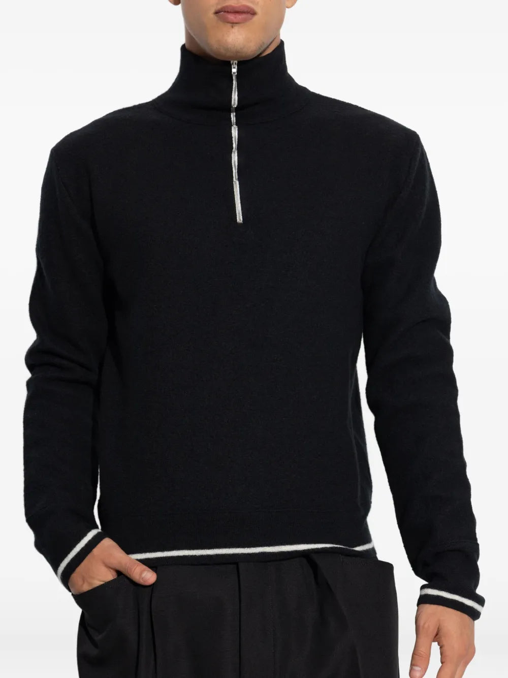 Maison Margiela suéter con cuello de tortuga y cierre - Negro - imagen 3