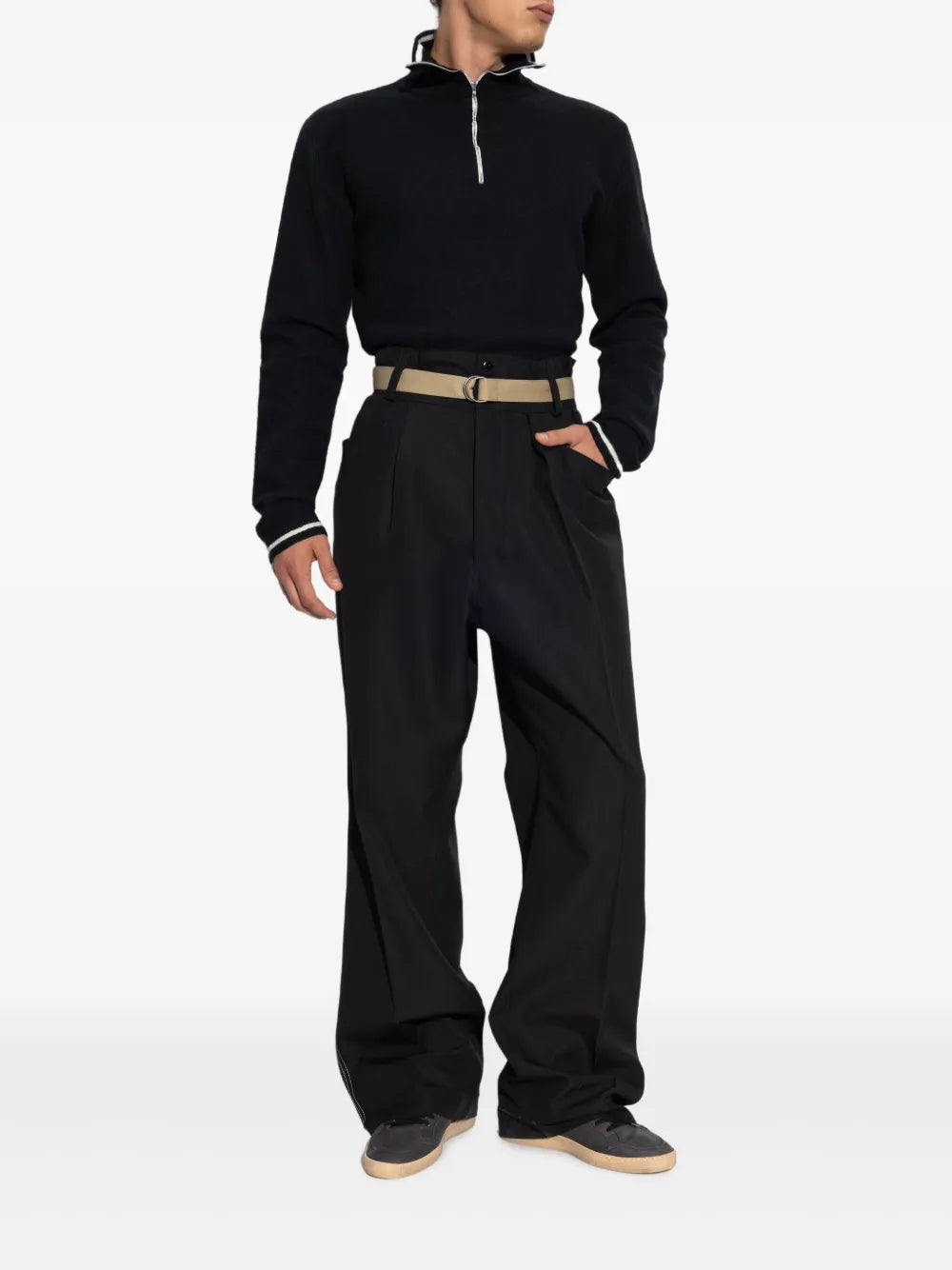 Maison Margiela suéter con cuello de tortuga y cierre - Negro - imagen 2