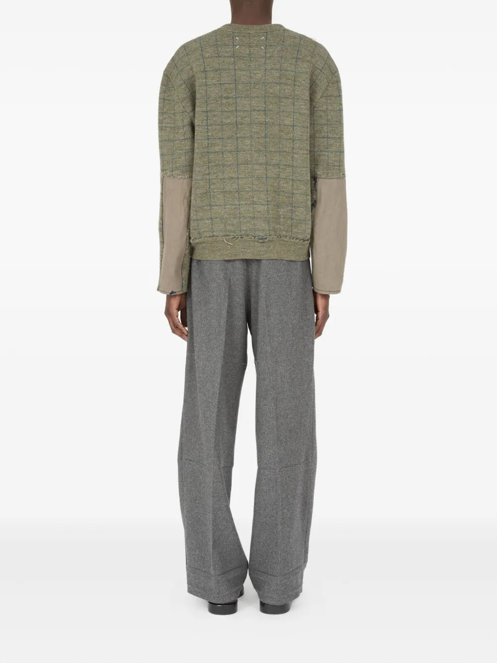 Maison Margiela suéter con motivo de cuadrícula y cuello en V - Verde - imagen 3