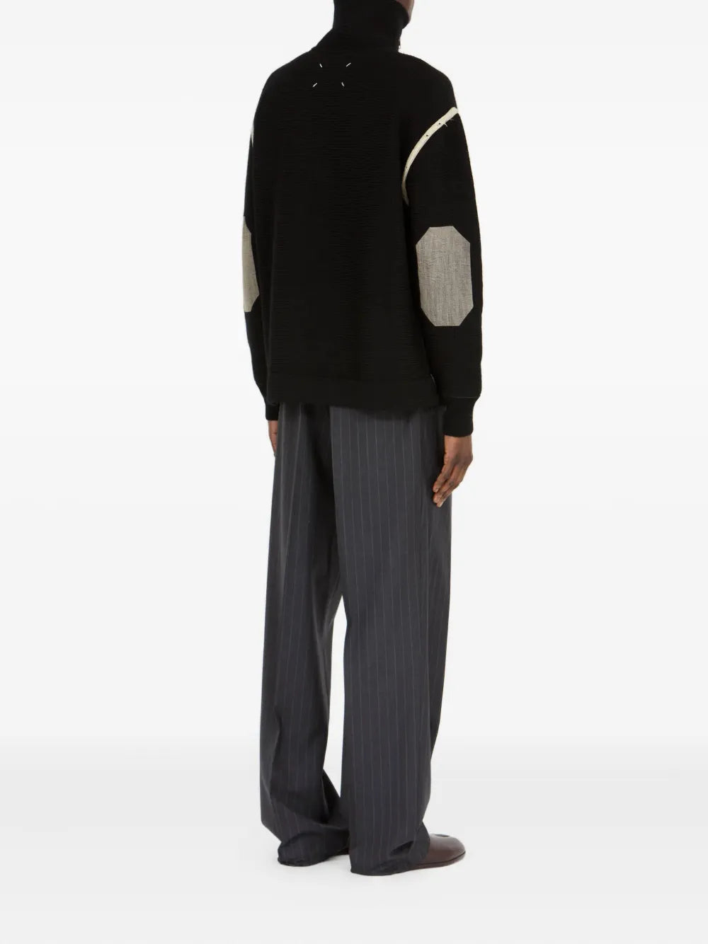 Maison Margiela suéter con medio cierre y parche en los codos - Negro - imagen 4
