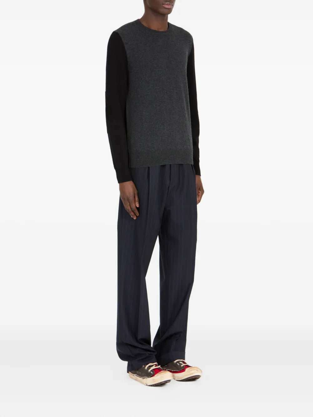 Maison Margiela suéter de lana con panel en contraste - Negro - imagen 3