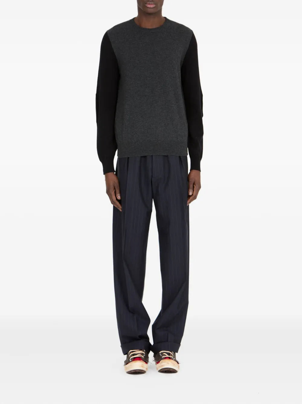 Maison Margiela suéter de lana con panel en contraste - Negro - imagen 2