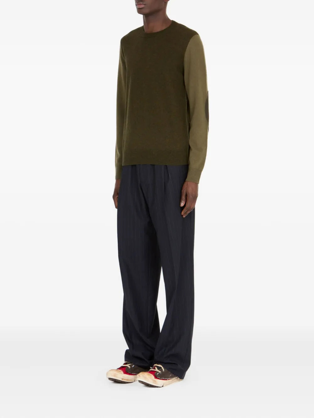Maison Margiela suéter con cuello redondo y parche en los codos - Verde - imagen 3