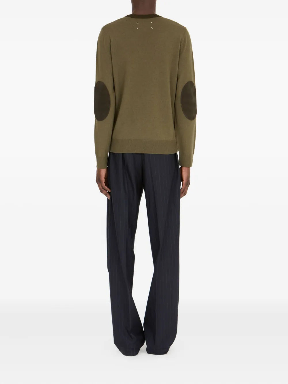 Maison Margiela suéter con cuello redondo y parche en los codos - Verde - imagen 2