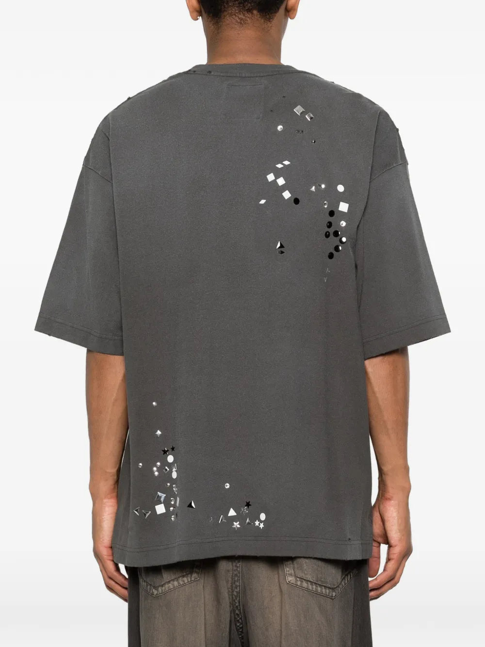 Maison MIHARA YASUHIRO playera con detalle de stickers - gris
