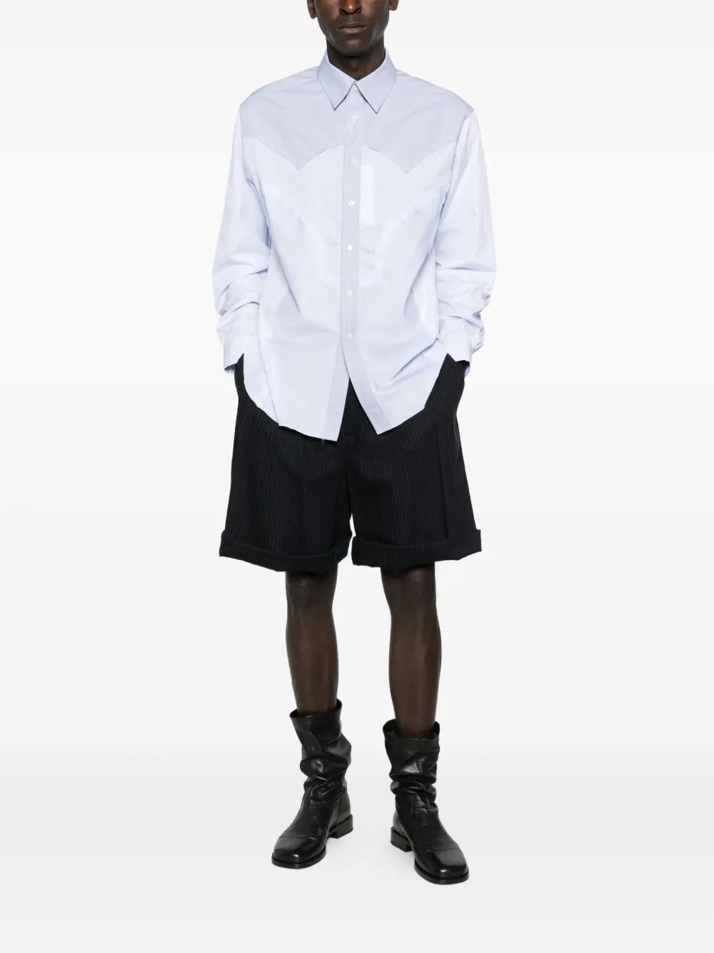 Maison Margiela camisa con diseño de dos tonos - Azul - imagen 2