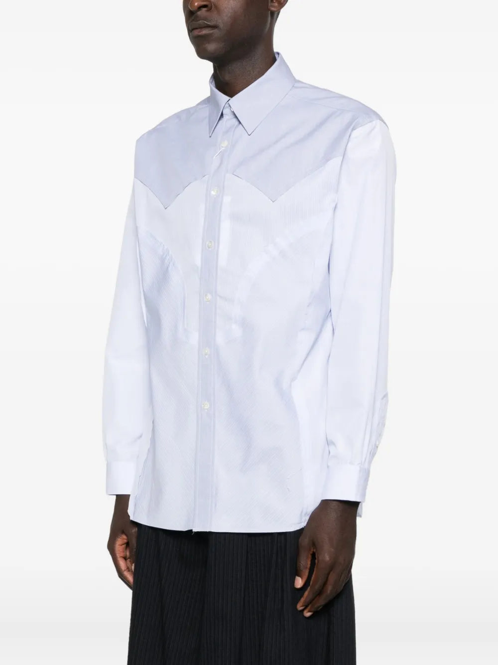 Maison Margiela camisa con diseño de dos tonos - Azul - imagen 3