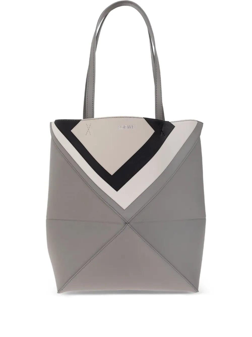 LOEWE tote Puzzle Fold con panel chevron en colaboración con Albers