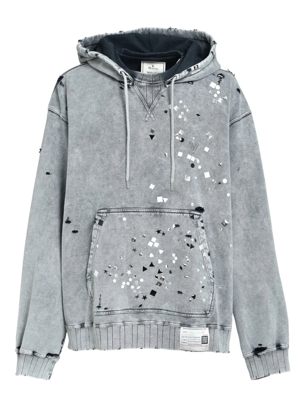 Maison MIHARA YASUHIRO hoodie con efecto envejecido - gris