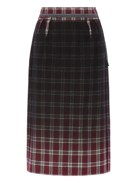 Maison Margiela falda midi con motivo de cuadros tartán - imagen 1