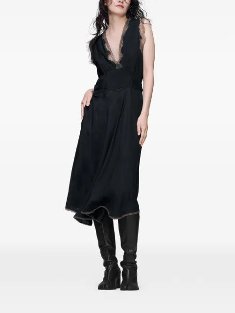 Maison Margiela vestido midi con ribete de encaje - imagen 2
