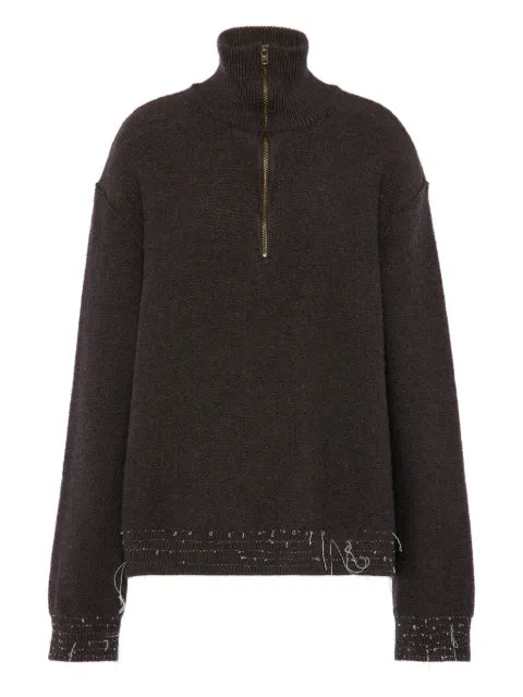 Maison Margiela suéter con efecto envejecido y cierre cuarto - imagen 1