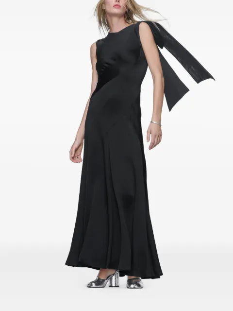 Maison Margiela vestido largo con detalle de moño y cuello en V - imagen 2