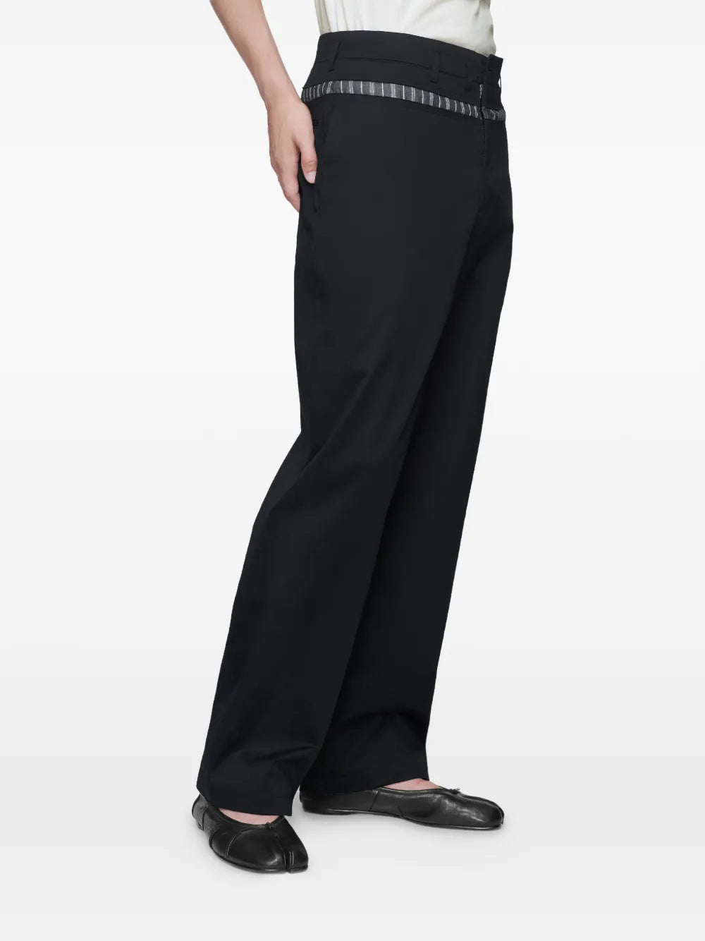 Maison Margiela pantalones anchos de algodón encerado - Negro - imagen 4