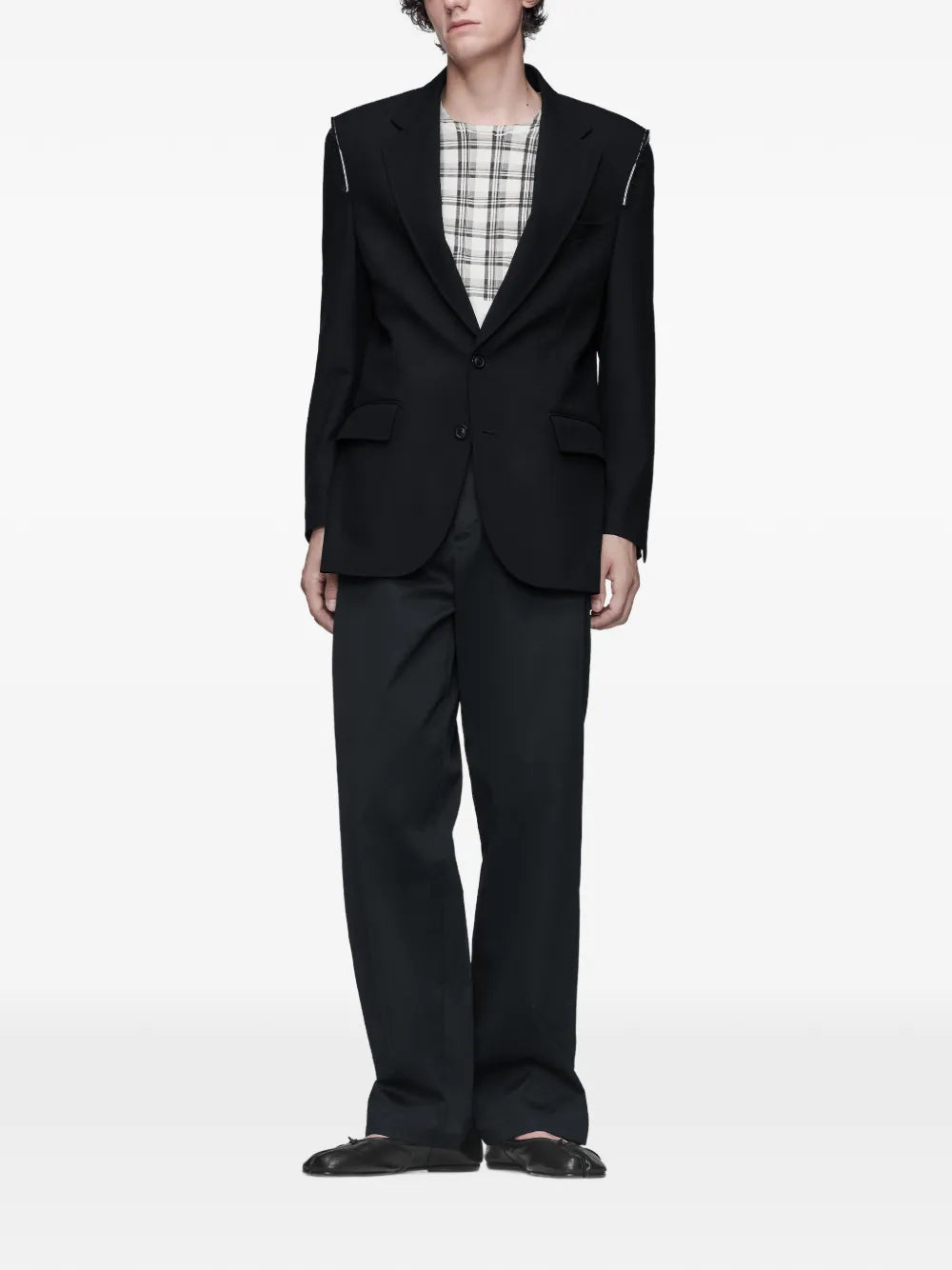 Maison Margiela pantalones anchos de algodón encerado - Negro - imagen 2