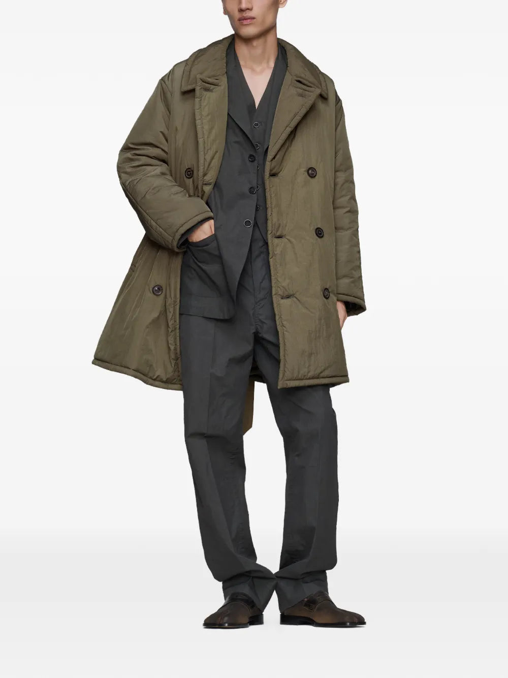 Maison Margiela chamarra de seda de algodón - Gris - imagen 2