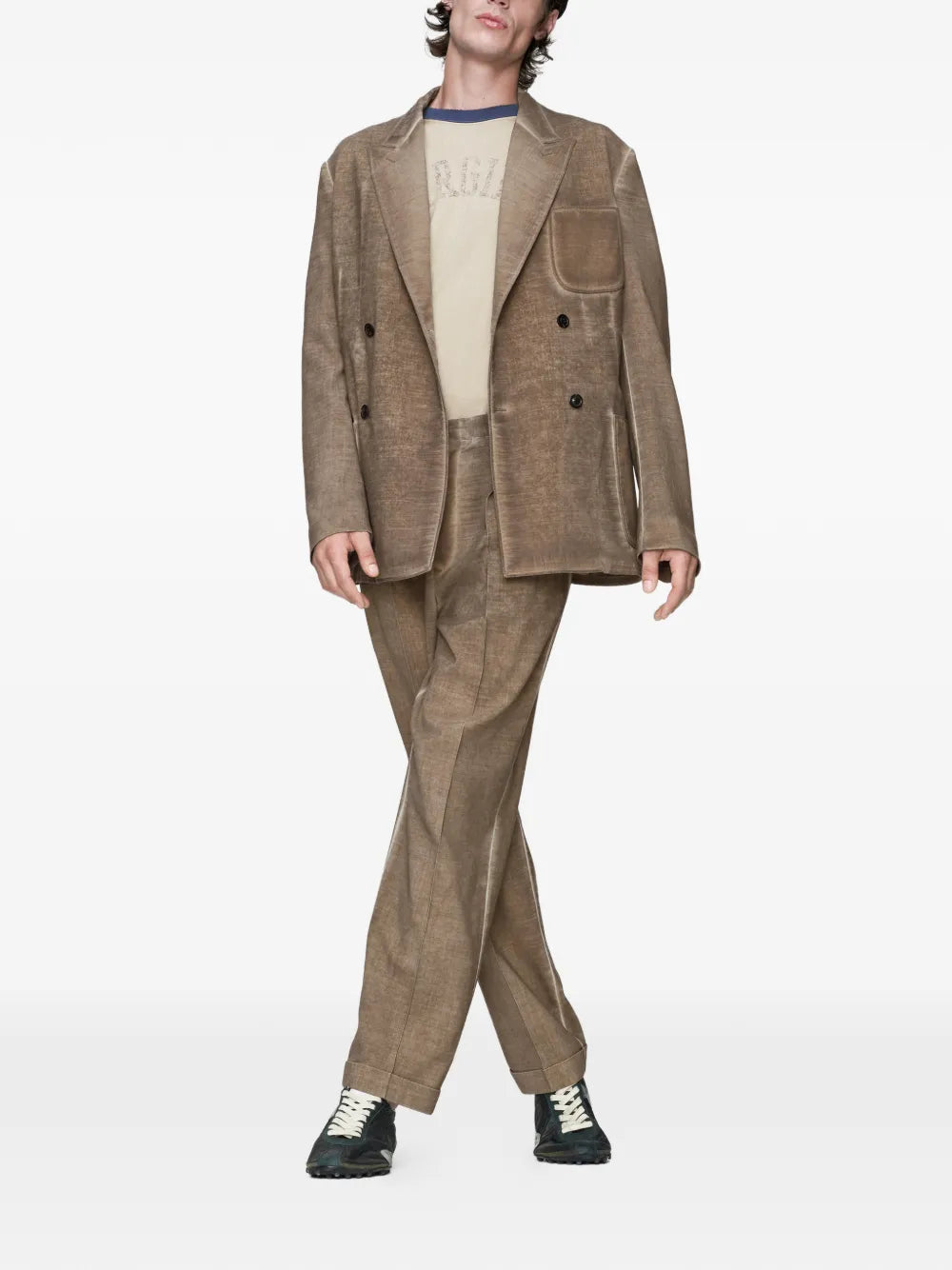 Maison Margiela chamarra de lana con doble botonadura - Marrón - imagen 2