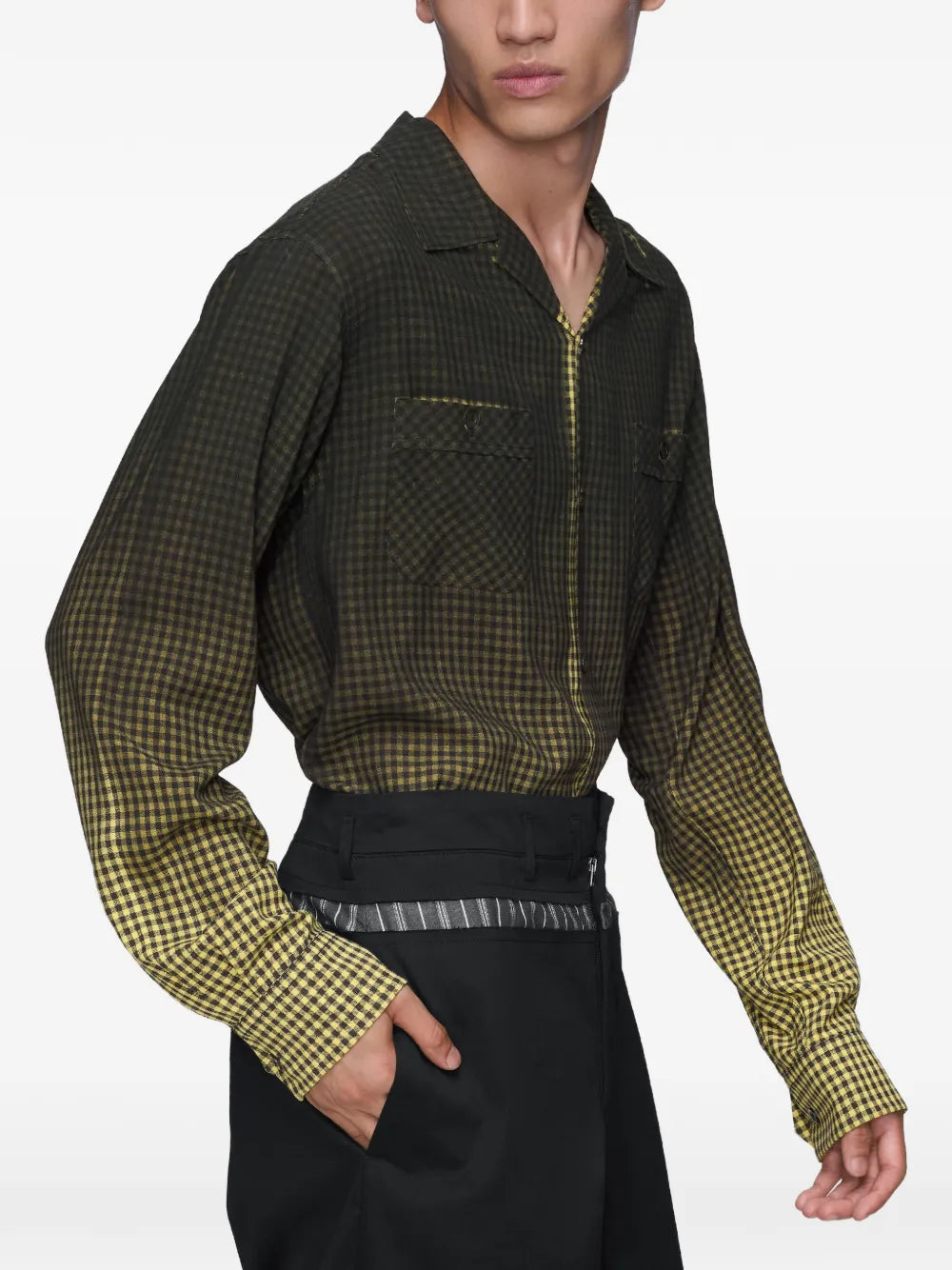 Maison Margiela camisa con motivo de cuadros - Negro - imagen 4