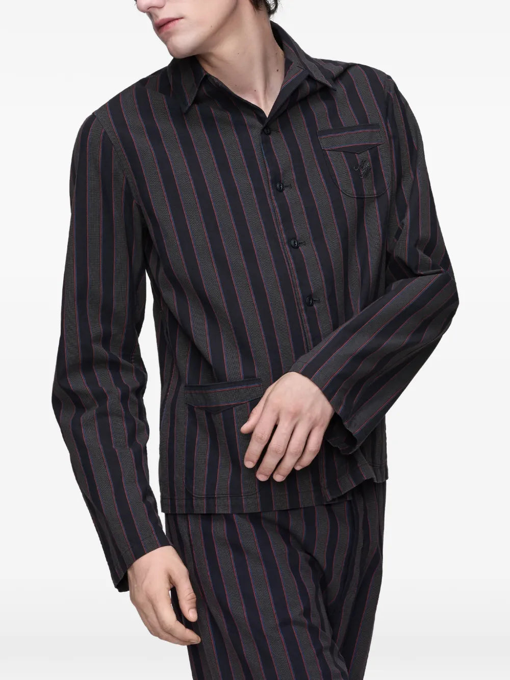 Maison Margiela camisa de algodón con motivo de rayas - Gris - imagen 3