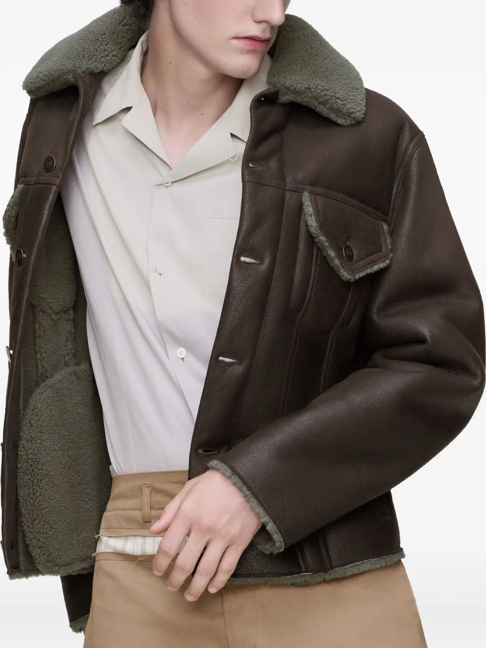 Maison Margiela chamarra con cuello texturizado - Marrón - imagen 3