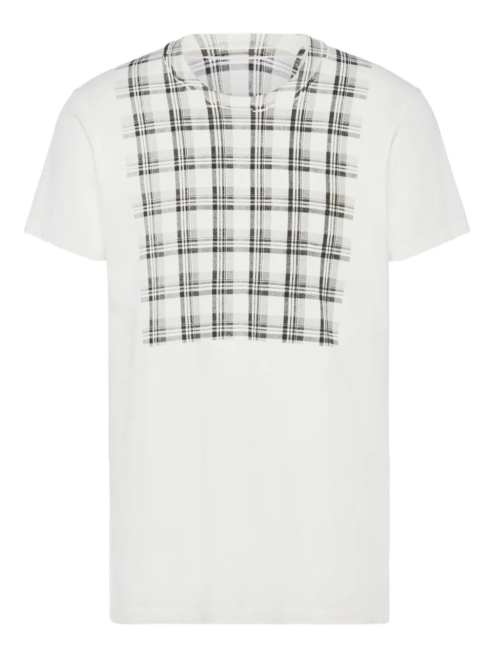 Maison Margiela playera de algodón con panel a cuadros - Blanco - imagen 1