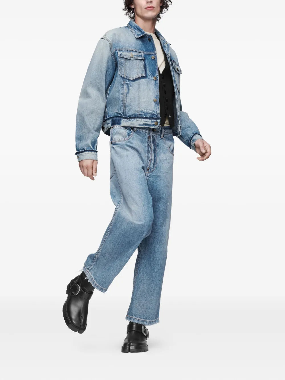 Maison Margiela jeans rectos con dobladillo sin rematar - Azul - imagen 2