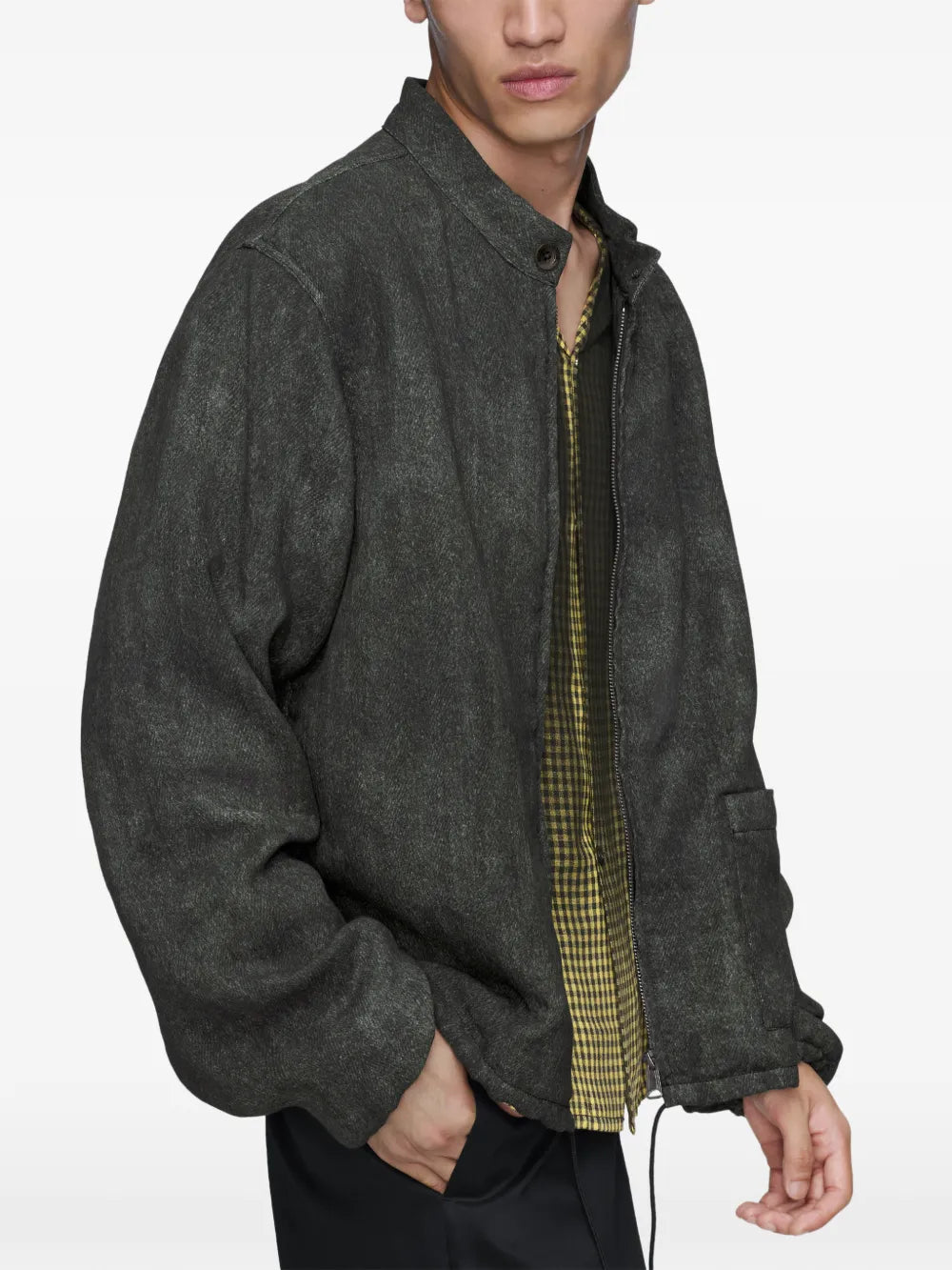 Maison Margiela chamarra de algodón con cierre - Gris - imagen 4