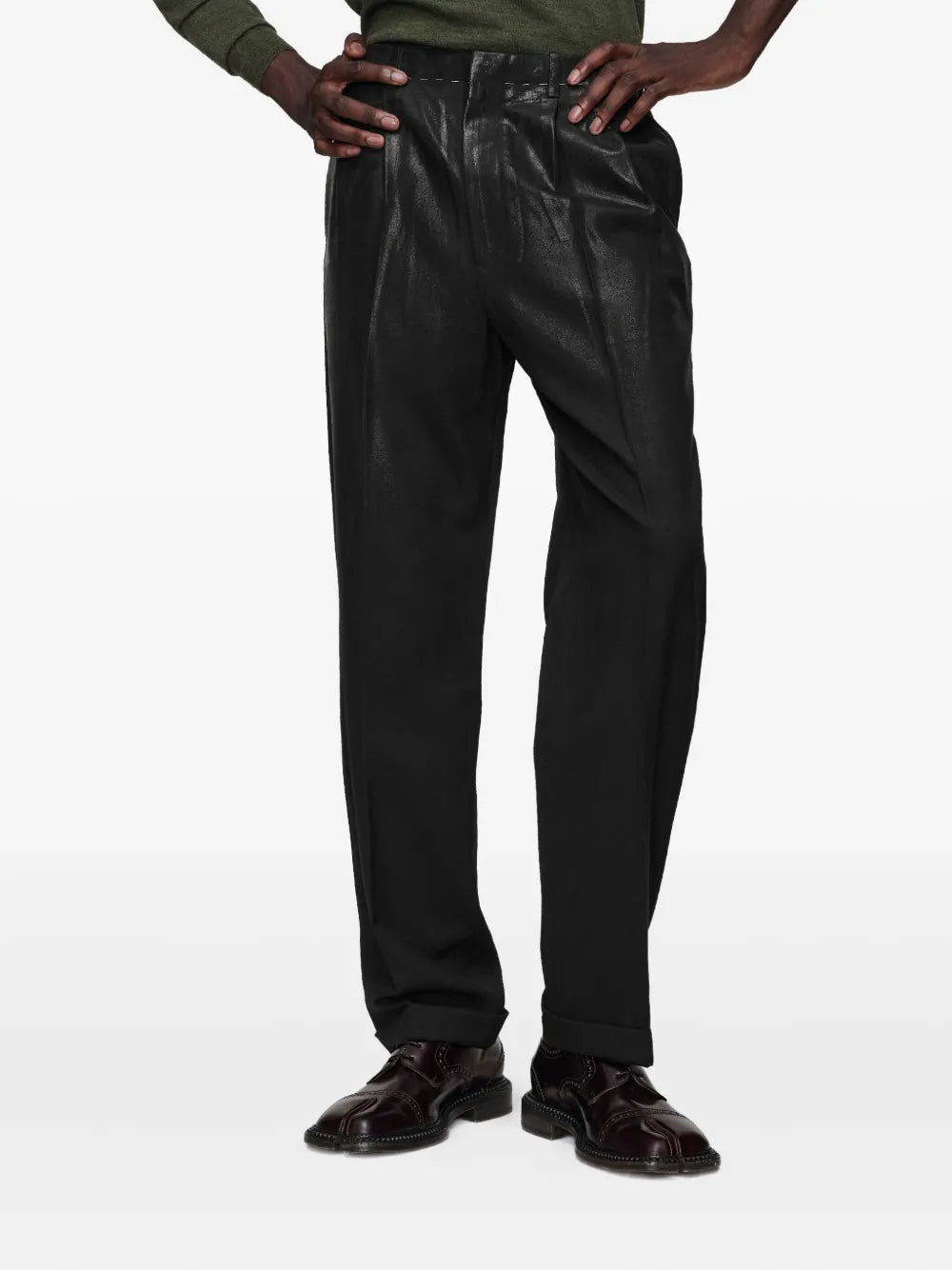 Maison Margiela pantalones con acabado revestido - Negro - imagen 3