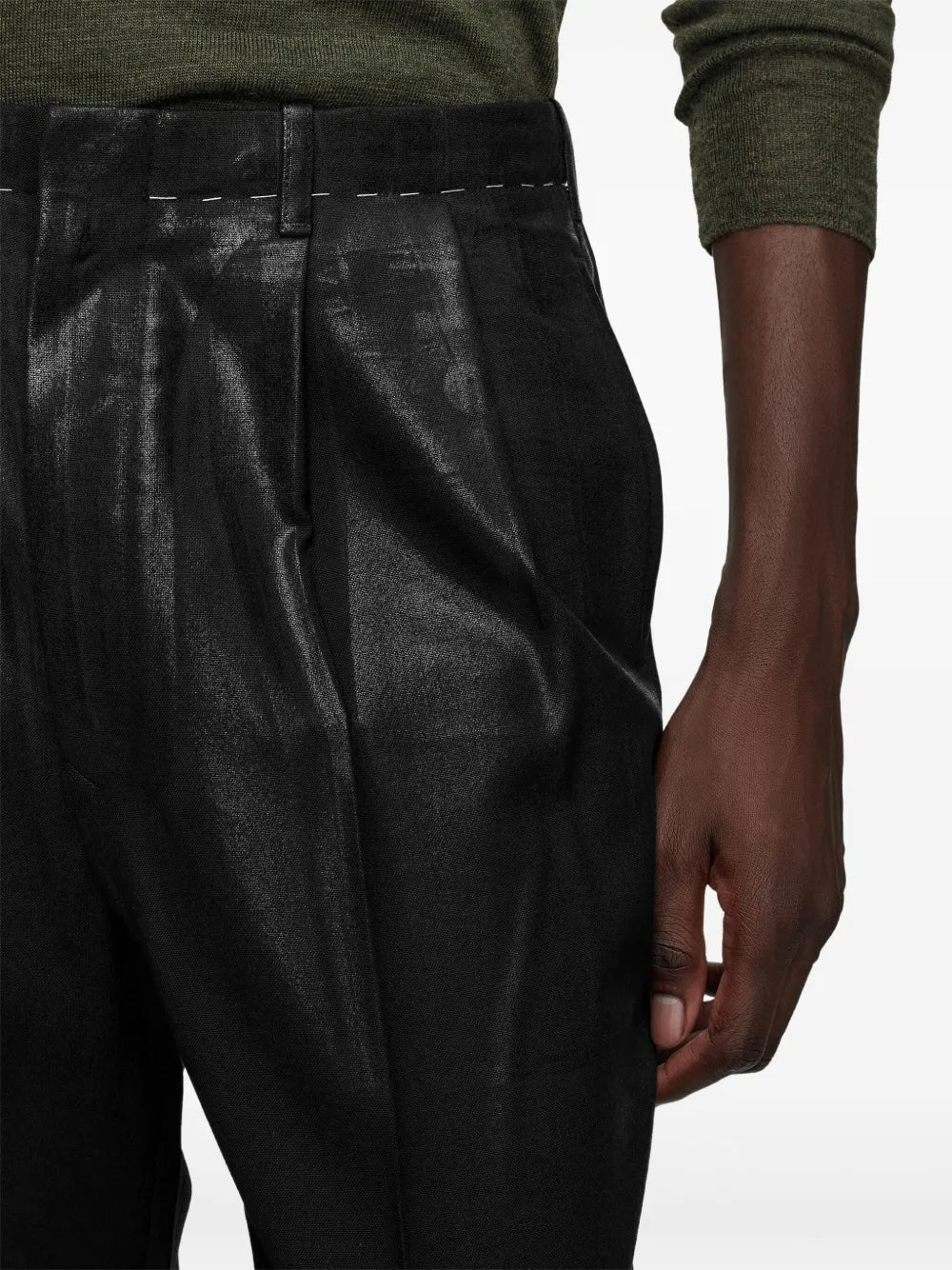 Maison Margiela pantalones con acabado revestido - Negro - imagen 4