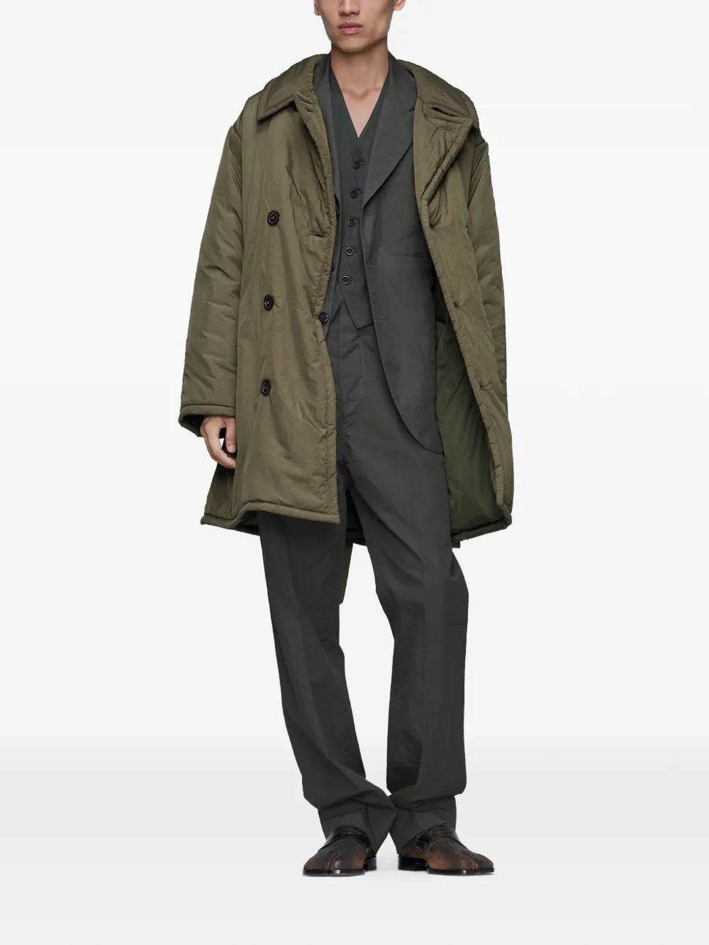 Maison Margiela pantalones de seda con pinzas - Gris - imagen 2