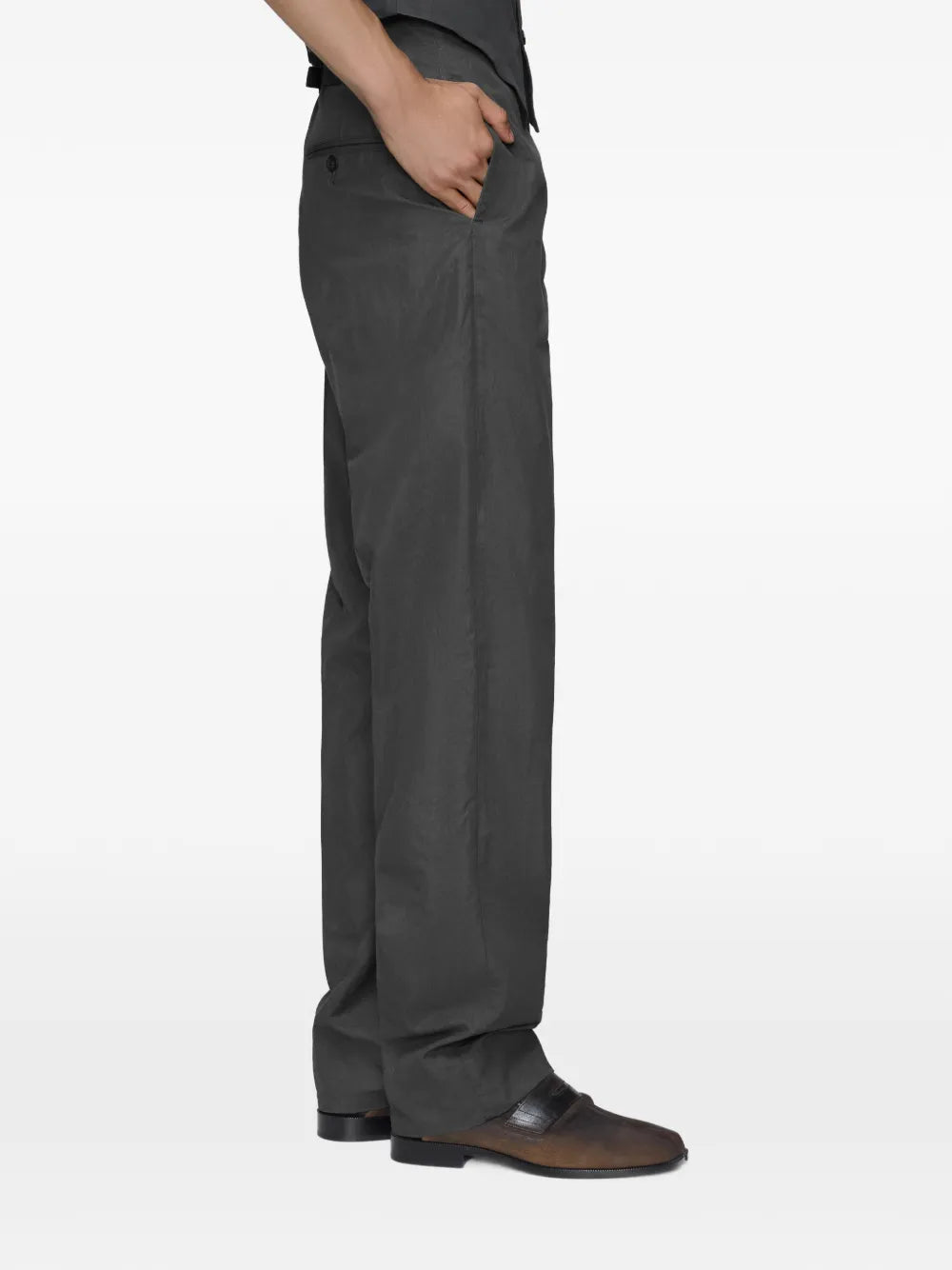 Maison Margiela pantalones de seda con pinzas - Gris - imagen 3