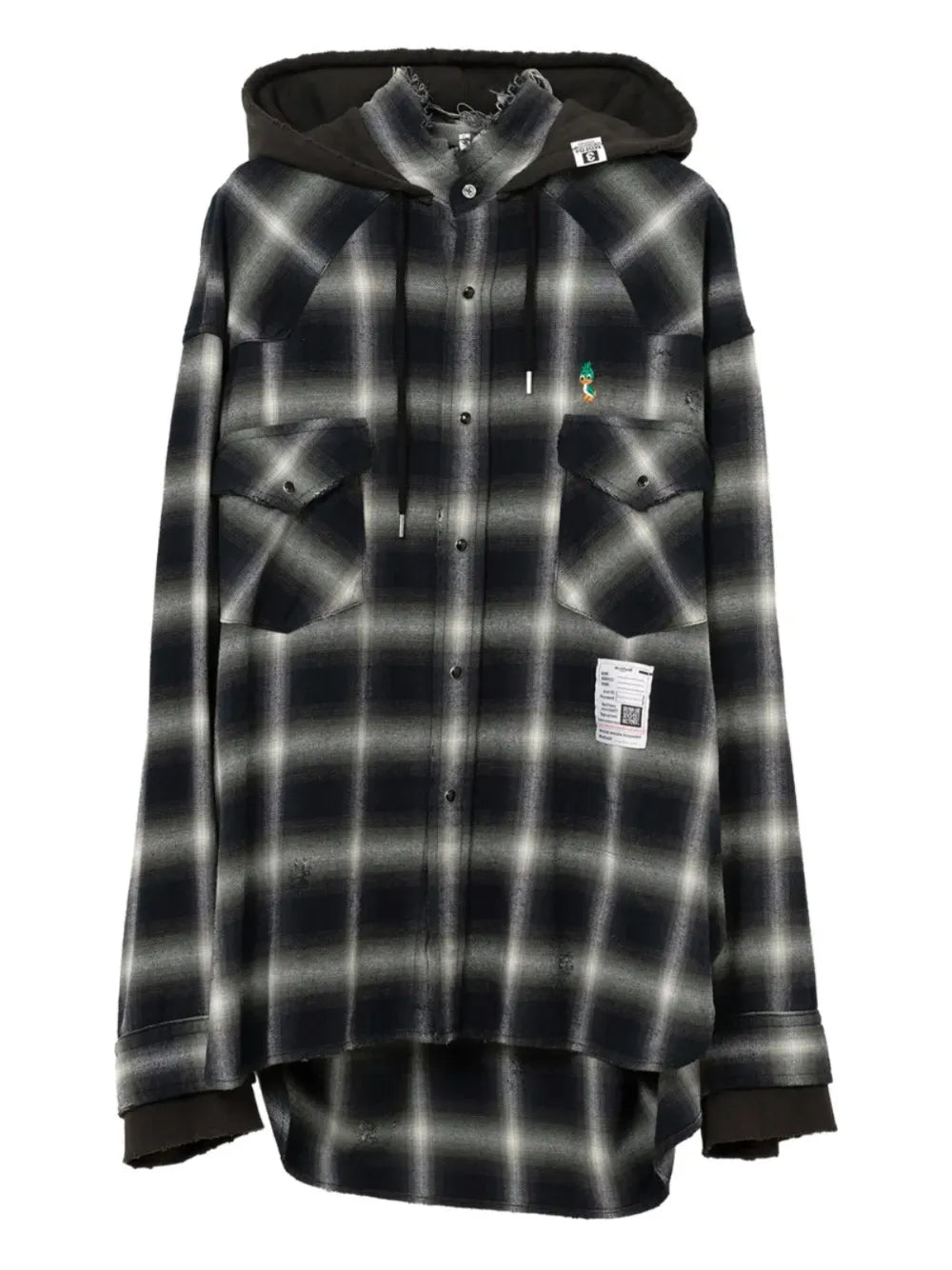 Maison MIHARA YASUHIRO camisa con cuadros estampados y capucha - verde