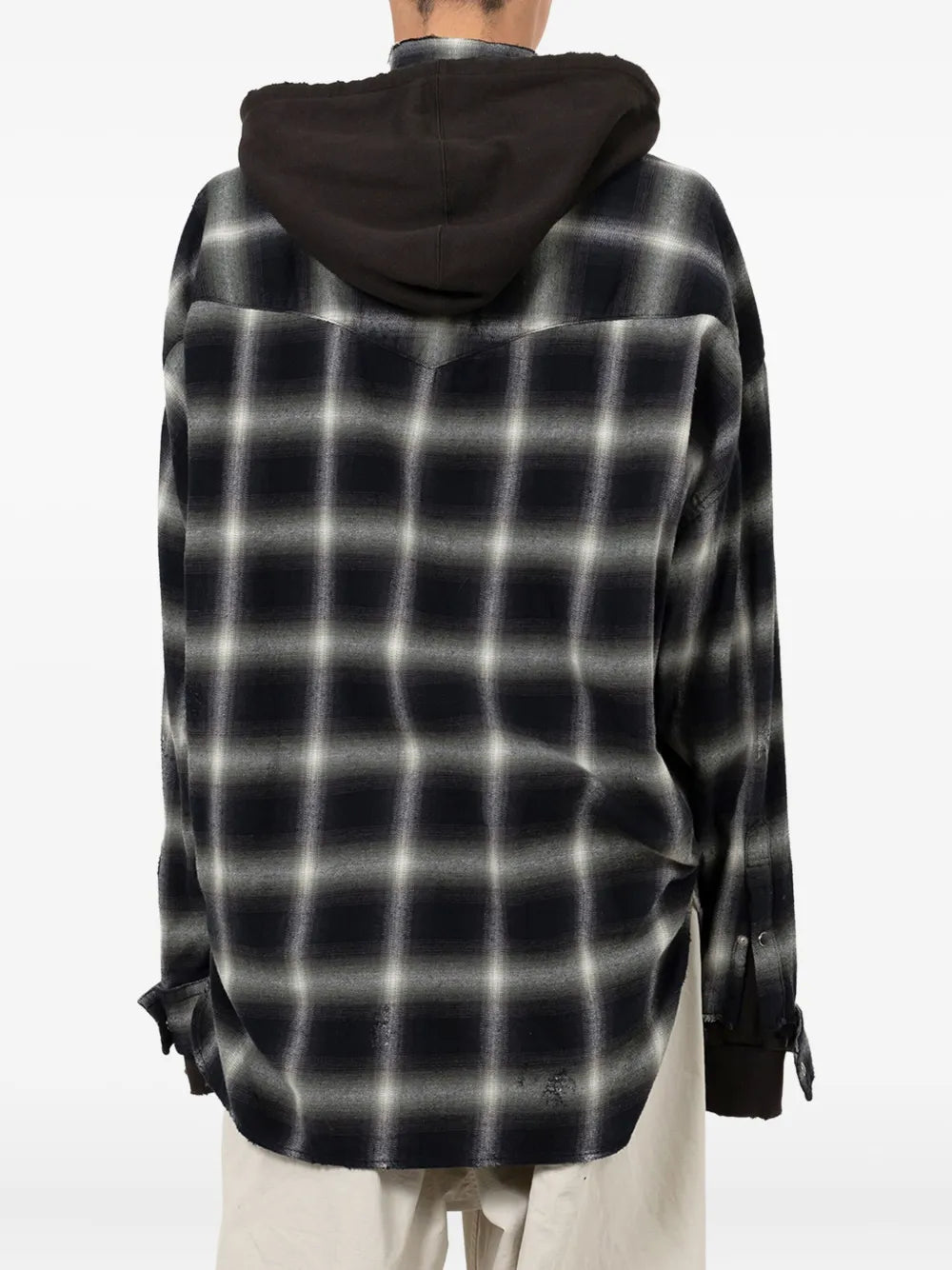 Maison MIHARA YASUHIRO camisa con cuadros estampados y capucha - verde