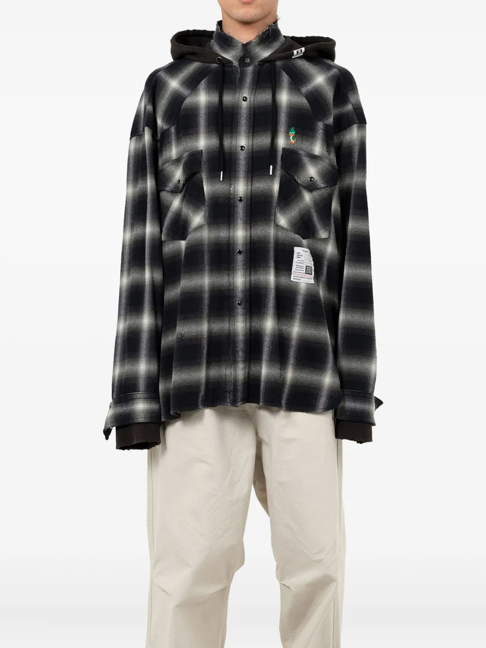 Maison MIHARA YASUHIRO camisa con cuadros estampados y capucha - verde
