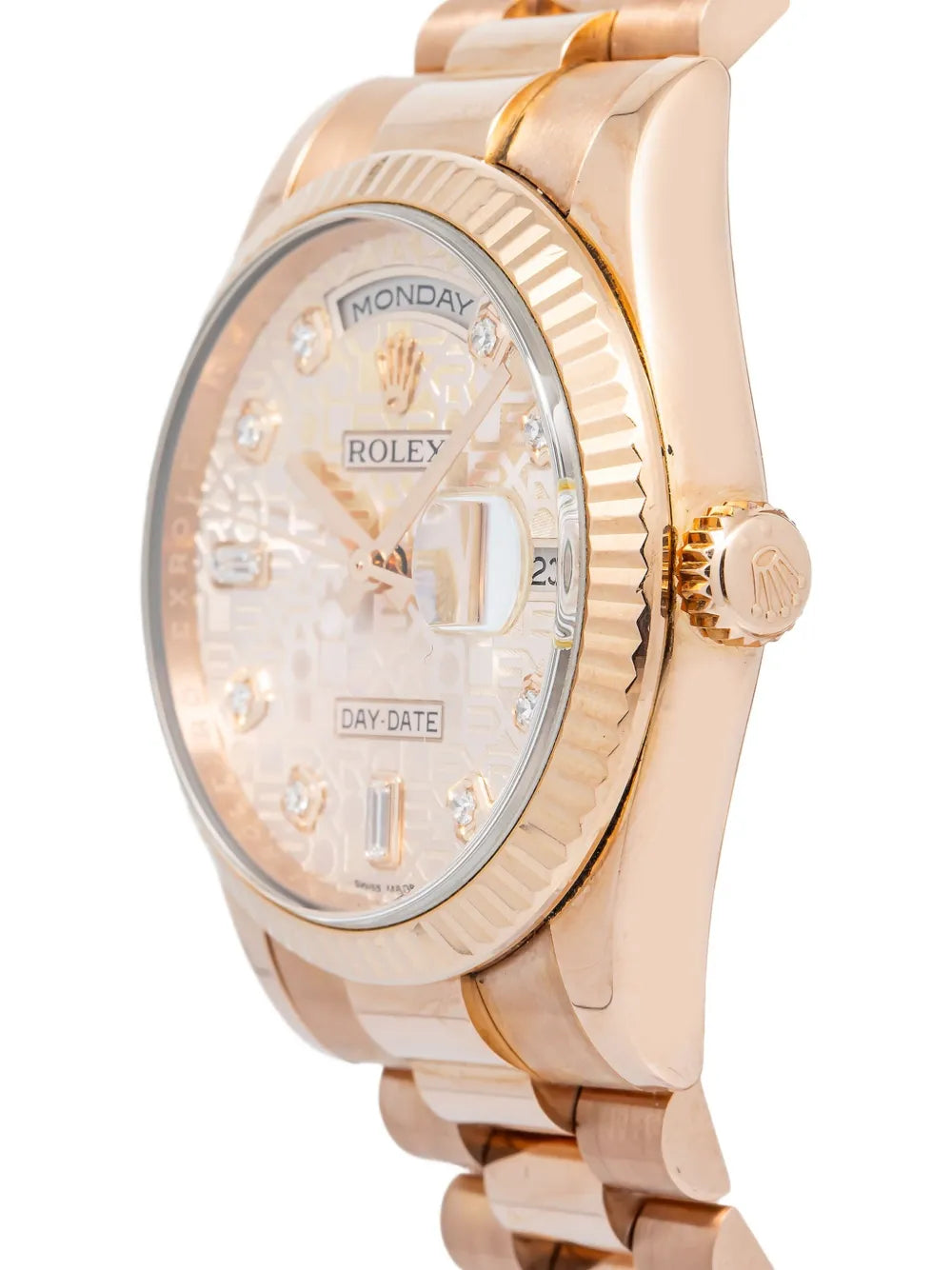 Rolex reloj Day-Date en oro rosa de 18kt con diamantes de 36mm