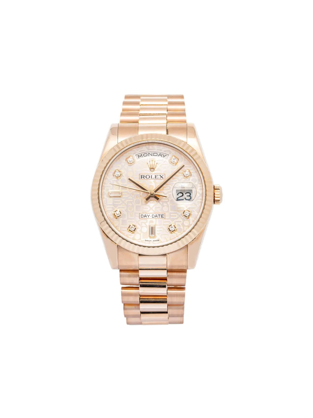 Rolex reloj Day-Date en oro rosa de 18kt con diamantes de 36mm