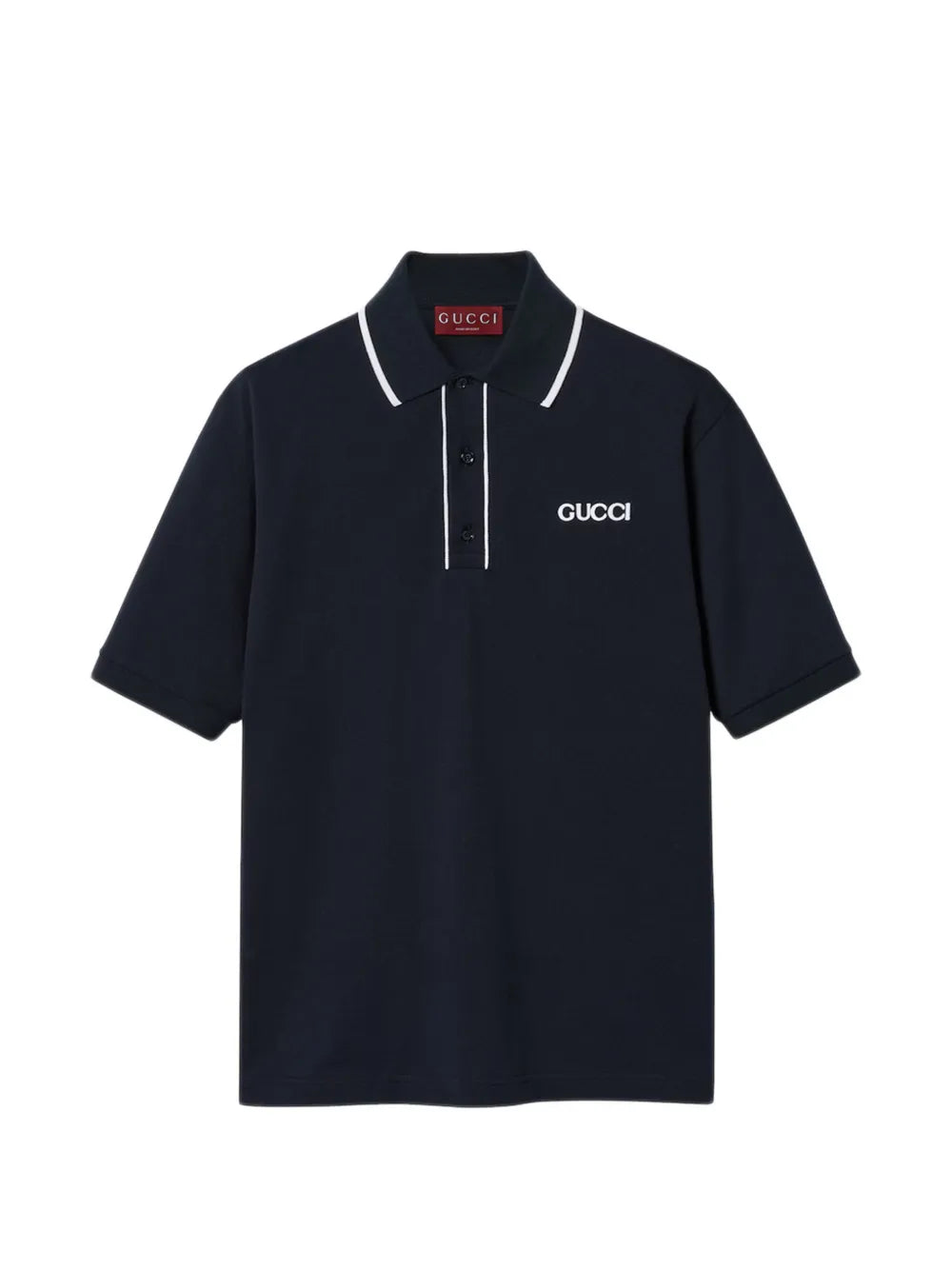 Gucci playera tipo polo de piqué con logo estampado