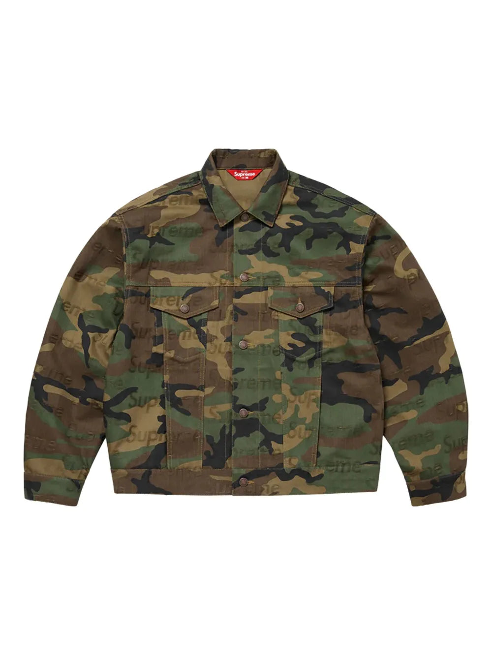 Supreme chamarra trucker de mezclilla con logo en jacquard - Verde - imagen 1