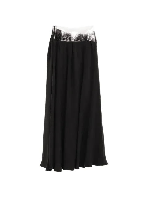 Maison Margiela falda larga con diseño plisado y ribete de encaje - imagen 2