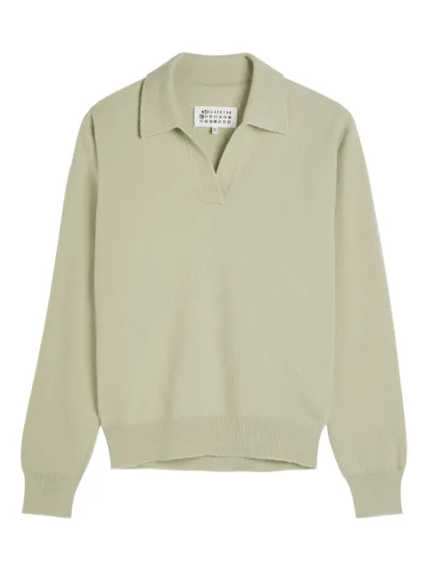 Maison Margiela playera tipo polo tejida con cuello en V - imagen 1
